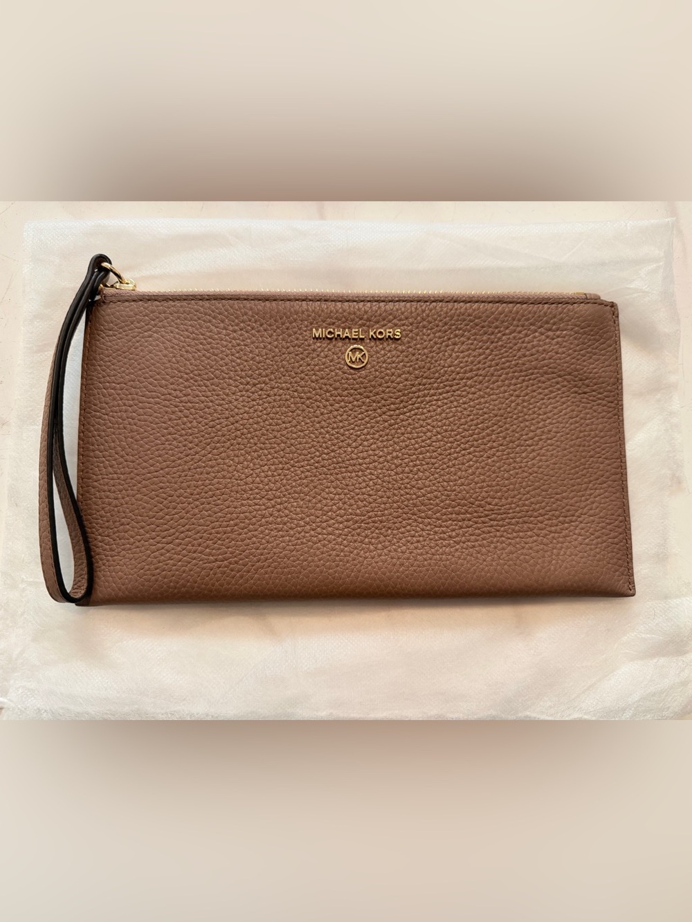 Michael Kors Pebbled Leather Wallet — Mauve Pink with Gold Hardware